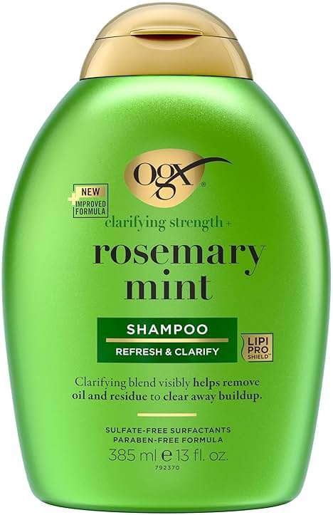 OGX Clarifying Strength + Rosemary Mint Shampoo, Clarifying Shampoo for Oily Hair Visibly Helps Remove Oil & Residue to Clear Away Buildup, Sulfate-Free Surfactants, 13 fl. oz - Product Image