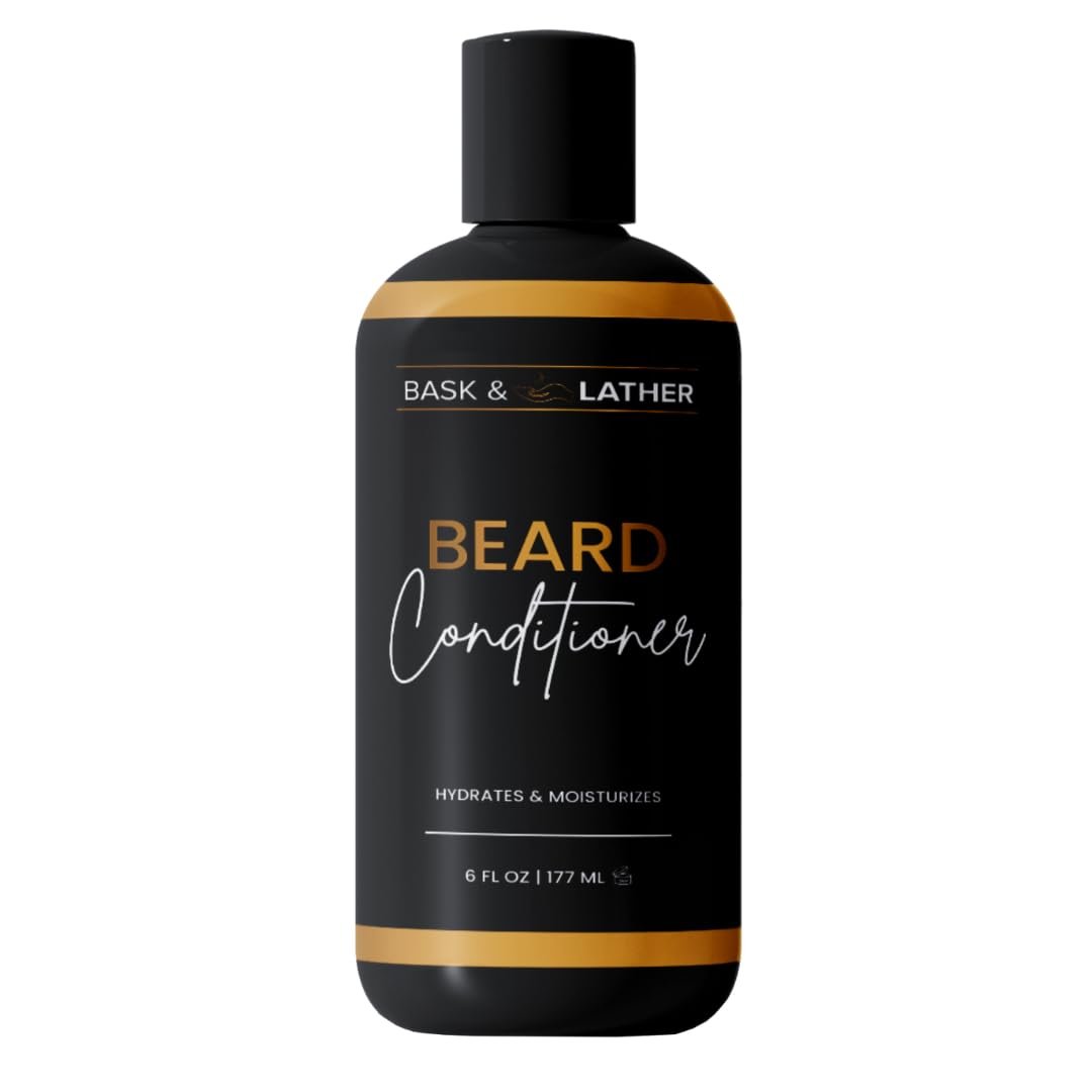BASK & LATHER Beard Conditioner for Men with Coconut Oil, Shea Butter, Beard Softener & Moisturizer, Deep Cleans and Softens All Hair Types, Conditioning & Hydrating Beard Care, Sulfate Free, 6 fl oz - Product Image