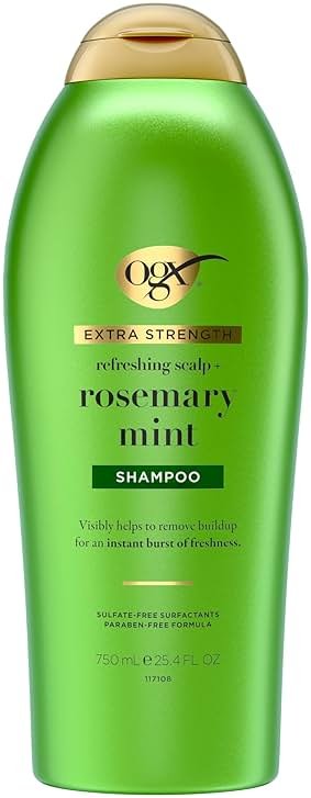 OGX Extra Strength Refreshing Scalp + Rosemary Mint Shampoo, Clarifying Shampoo for Oily Hair Helps Remove Oil & Residue to Clear Away Buildup, Sulfate-Free Surfactants, 25.4 fl. oz - Product Image