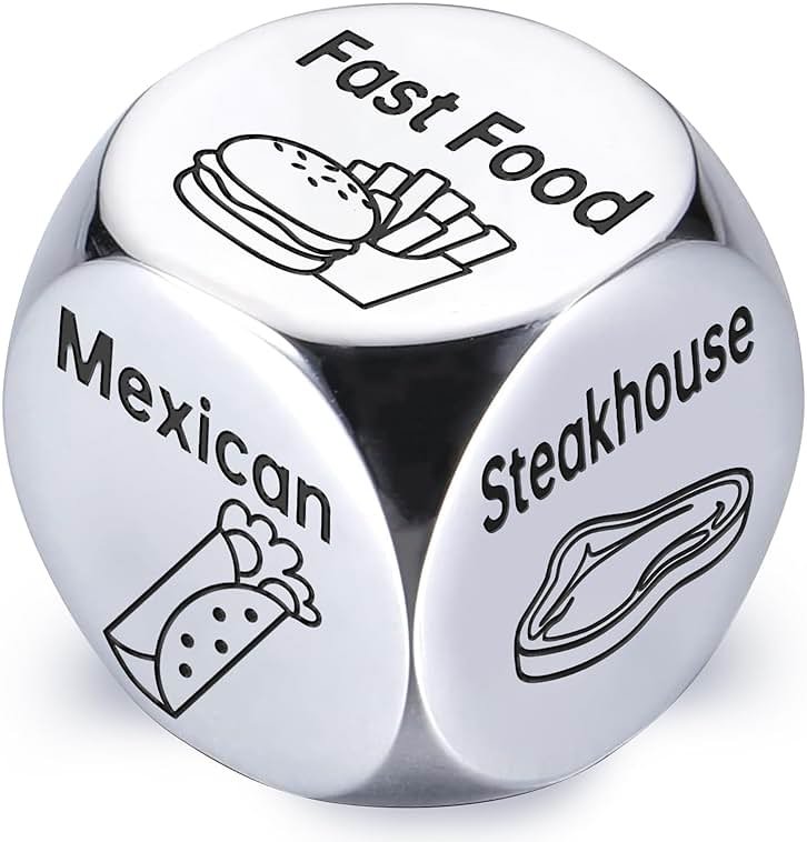 Fathers Day Dad Gifts from Daughter Son Wife Dad Birthday Gifts for Him Her Women Men Girlfriend Boyfriend Couple Anniversary Steel Food Decision Dice Funny Present for Christmas Stocking Stuffers - Product Image