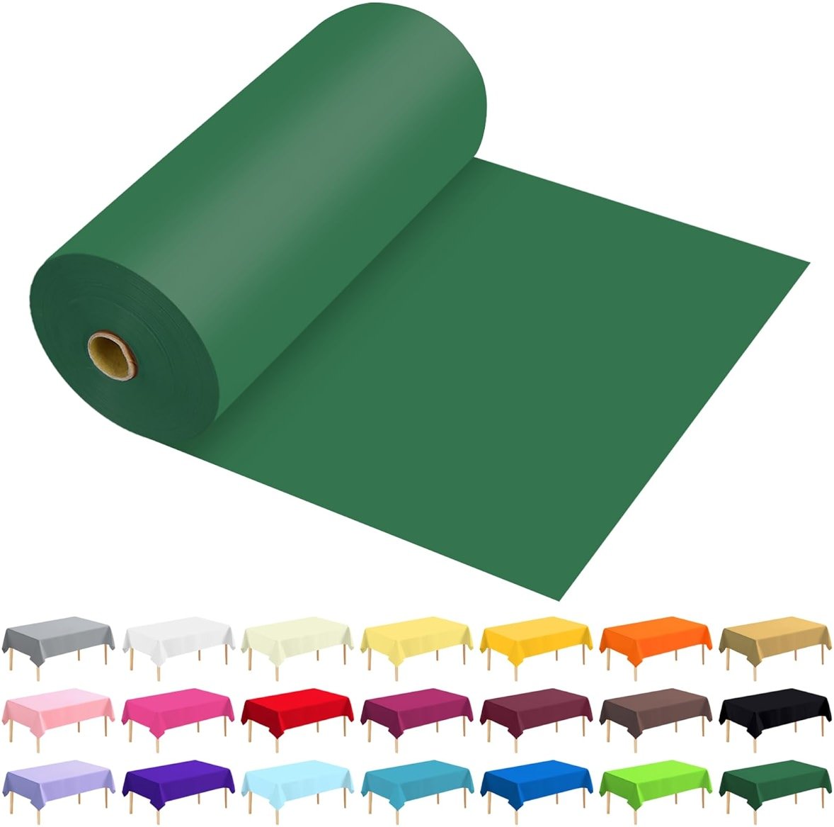 JHDZDHY 54 Inch X 300 Feet Plastic Table Cover Roll Premium Disposable Plastic Tablecloth for All Type/Shape Tables | Picnic, Party, Banquet, Birthdays, Weddings (Green, 54 Inch X 300 Feet) - Product Image