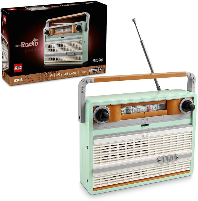 LEGO Icons Retro Radio Building Set for Adults - Home Decor for Bedroom or Desk with Vintage Aesthetic, Sound Effects, & Smart Phone Integration - Birthday Gifts for Men & Women - 10334 - Product Image