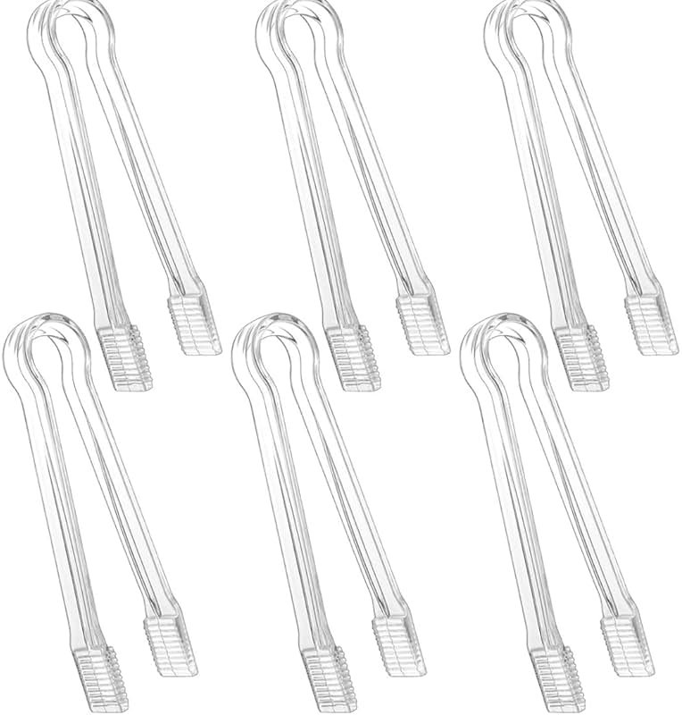 Clear Kitchen Tongs, 6 Pcs Buffet Plastic Disposable Tongs for Serving Food, Ice, Salad, Barbecue, Cookies (6.3"/16cm*0.82"/2.1cm, Weighs 0.05Ib/0.02Kg) - Product Image