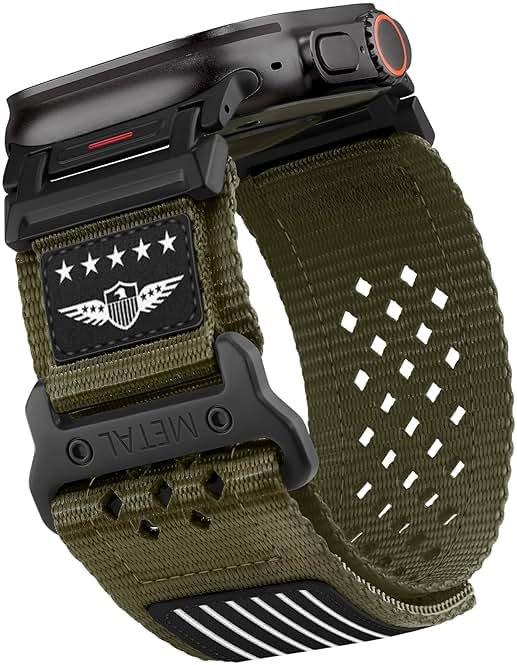 Rugged Nylon Band for Apple Watch Ultra 3/2/1 Series 11 10 9 8 7 6 5 4 SE/3/2/1 for Men,Breathable Stars-Stripes Flag Wristband Workout Athletic Strap for iWatch Ultra Bands 49mm 46mm 45mm 44mm 42mm - Product Image