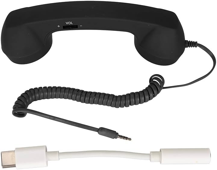 FLEXMAN Bluetooth Retro Phone, Radiation Proof Vintage Phone Handset with 3.5mm Socket, Multifunction Classic Retro Phone Handset for Smartphone Decorations Props (Black) - Product Image