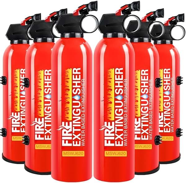 6 Pack Fire Extinguisher for Home with Wall Mount - Portable Fire Extinguisher for Car Vehicle Boat House Kitchen, Water-Based Fire Extinguisher for A, B, C, K Fire - Product Image