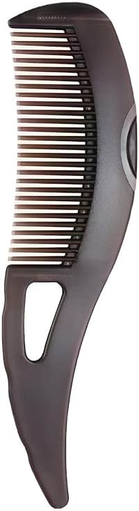 1PCS Dandruff Comb, Stainless Steel Fine Tooth Lice/Flea Comb, Psoriasis Comb, Scalp Oil Buildup Removal Wide Hollow Tooth Button Hairbrush for Scalp Massage Care for Man Women and Kids (Brown) - Product Image