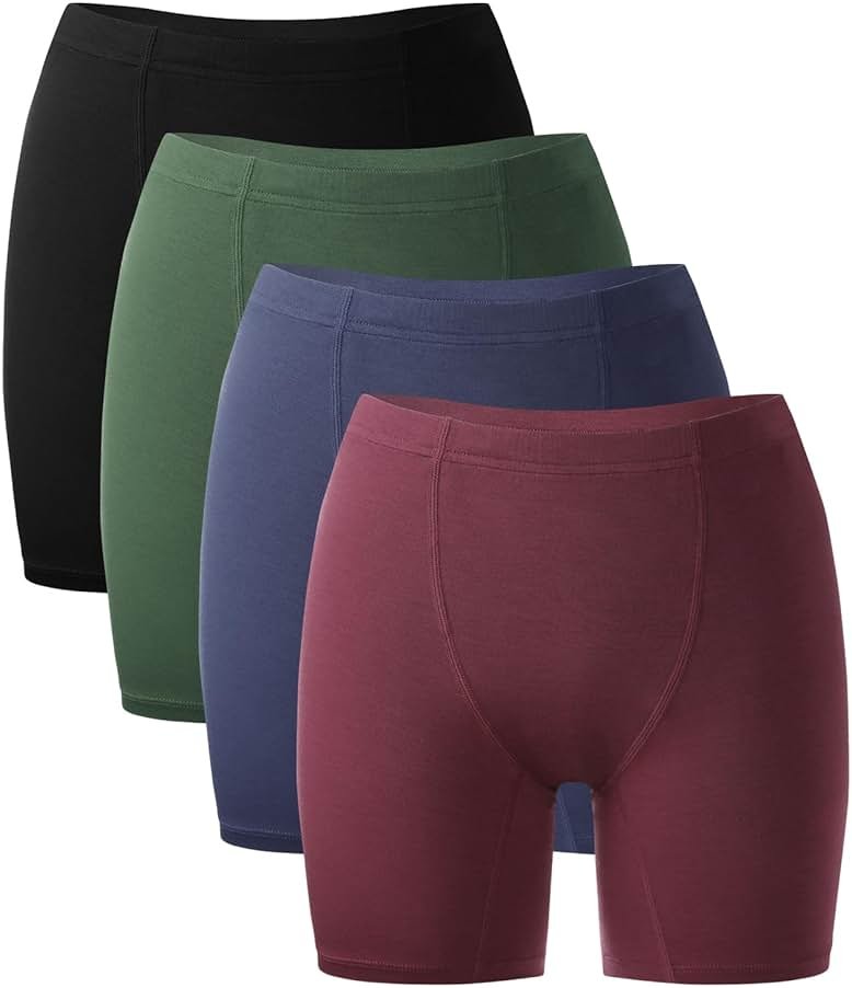 BAMBOO COOL Womens Underwear Boy Shorts Full Coverage Boxer Briefs High Waisted Ladies Panties Soft Stretch Shorts 4 Pack - Product Image
