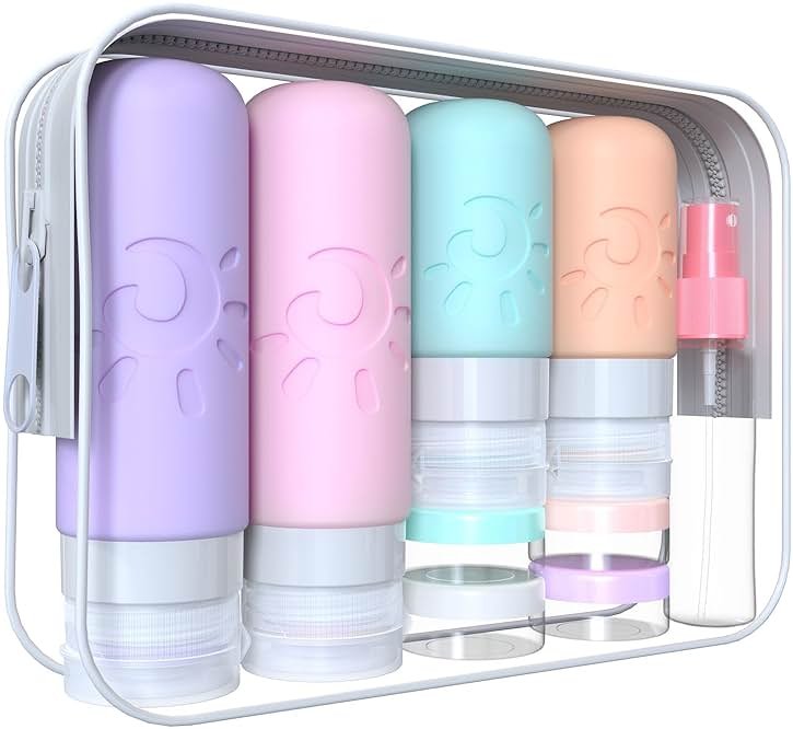 Zafit 18 Pack travel Bottles for Toiletries, TSA Approved Silicone Travel Containers Leak Proof Refillable Travel Accessories for Shampoo Conditioner Lotion Body Wash(Multicolored C) - Product Image