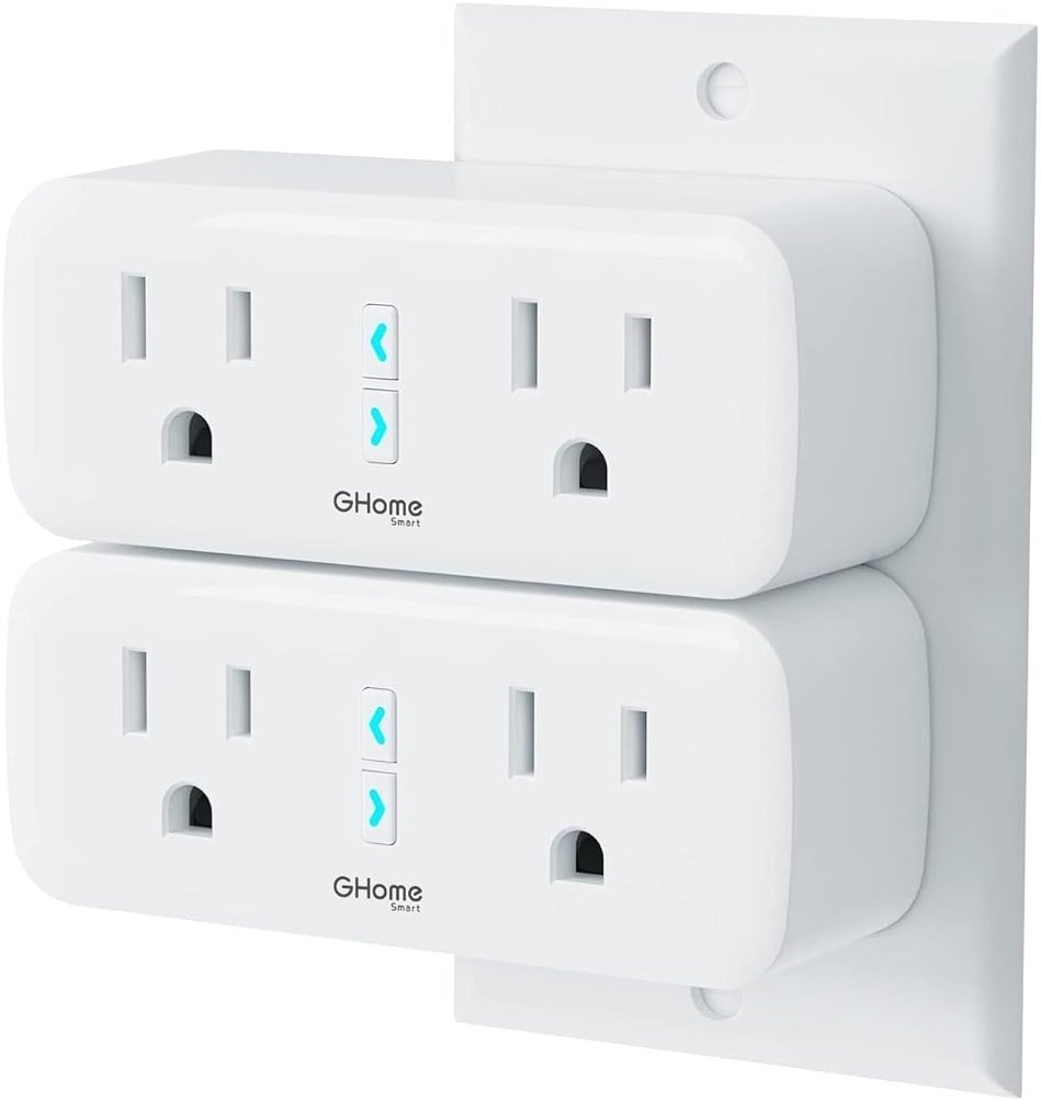 Dual Smart Plug 15A, GHome Smart Plugs Work with Alexa and Google Home, 2-in-1 Compact Smart Outlet Timer with APP Remote Control, 2.4GHz Wi-Fi Only, No Hub Required, FCC Listed, 2 Pack - Product Image