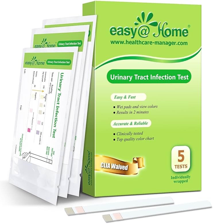 Easy@Home UTI Test Strips: Highly Accurate Urinary Tract Test Kit for Women Men, Bladder Infection Urine Testing, Quick Results, OTC Use (UTI - 5 Pack) - Product Image