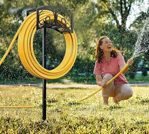 Fire Beauty Garden Hose Holder,Freestanding Water Hose Holder,In ground Hose Rack Organizer for Outdoor,Detachable Water Hose Holder Stake,Hose Reel Stand,Hose Hanger Rack for Outside Lawn Yard - Product Image