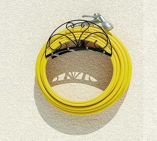 Fire Beauty Heavy-Duty Metal Hose Holder, Wall-Mounted Garden Hose Reel Organizer for Outdoor Yard, Solid Iron Decorative Hanger Storage - Product Image