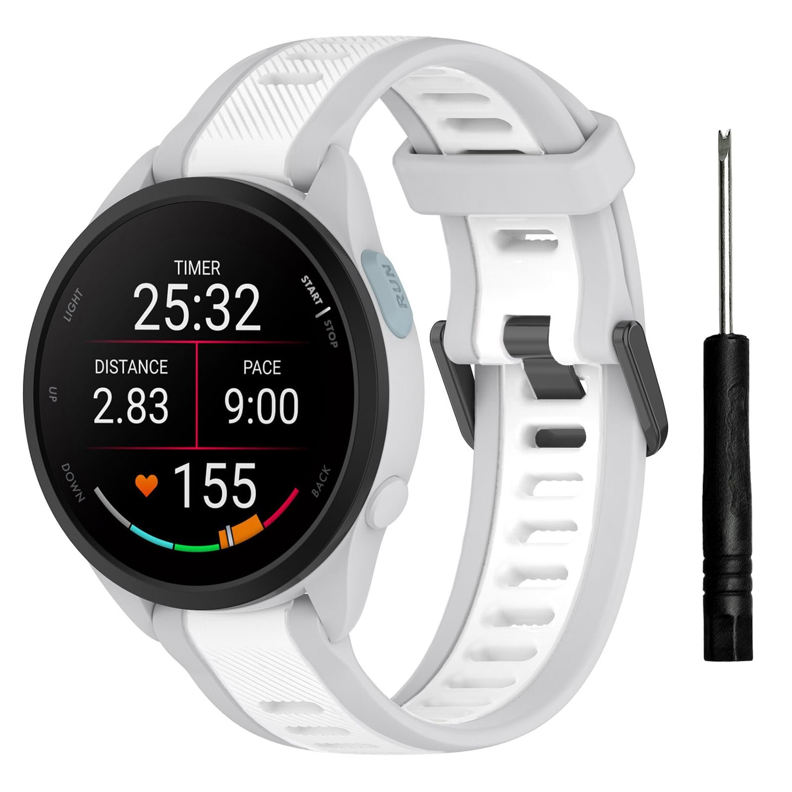 TopPerfekt Sport Bands Compatible with Garmin Forerunner 165/165 music Watch Band, Adjustable Silicone Sports Strap Replacement Band with Forerunner 570 42mm/Vivoactive 5/6/Venu for Men Women (20mm) - Product Image