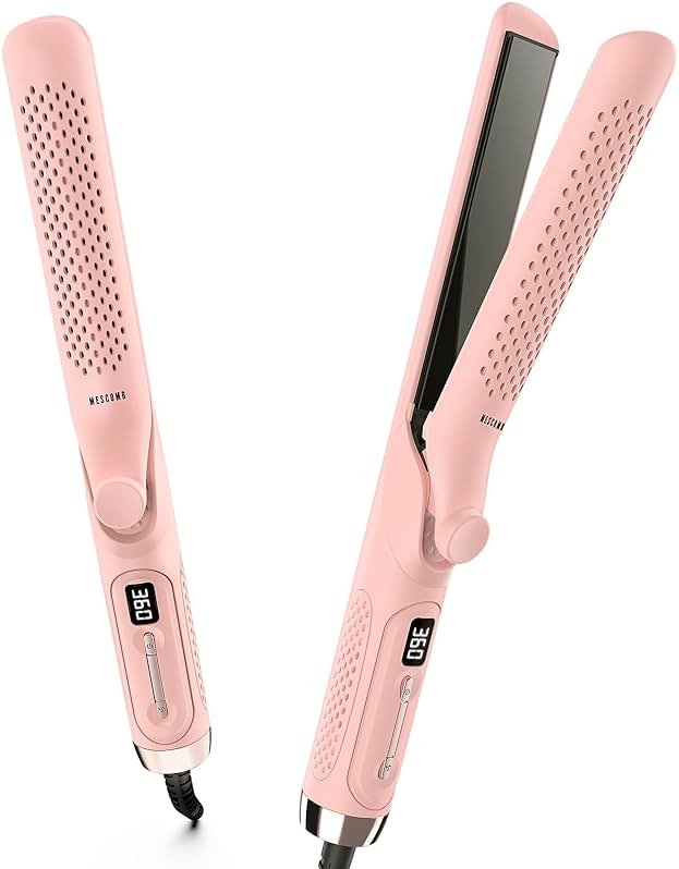 MESCOMB 360° Airflow Styler – 1 Inch 2-in-1 Hair Straightener & Curler with Vented Cool Air for Style Locking, Extra Long Flat Iron, Dual Voltage for European Travel - Product Image