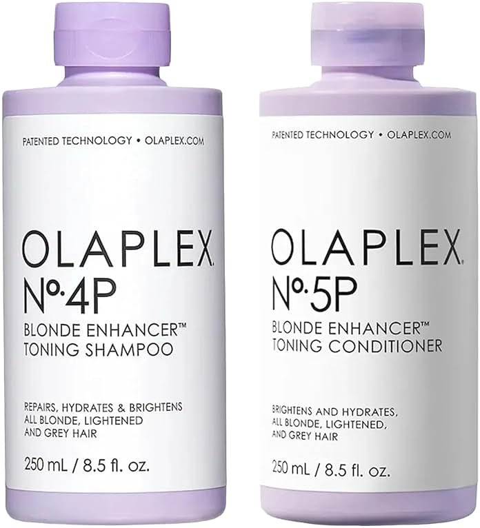 Olaplex No. 4P Blonde Enhancing Toning Shampoo, 8.5 Fl Oz + No. 5P Blonde Enhancer™ Toning Conditioner, Repairs, Hydrates, & Brightens All Blonde, Lightened, & Grey Hair - Product Image