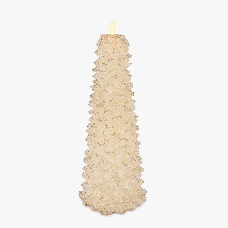 Luminara Christmas North Tree Flameless LED Candle, White Swan 13.4" Battery Operated Moving Flame Real Wax Unscented Safe Timer Home Decor Convenient - Product Image