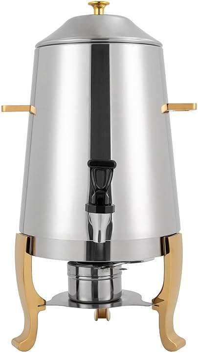 YIYIBYUS 3.5 Gallon Hot Beverage Dispenser, Stainless Steel Coffee Urn Chafer, Hot Drinks Dispenser for Milk Coffee Tea Water Juice - Parties Event Buffet Catering, Alcohol heating, Silver - Product Image