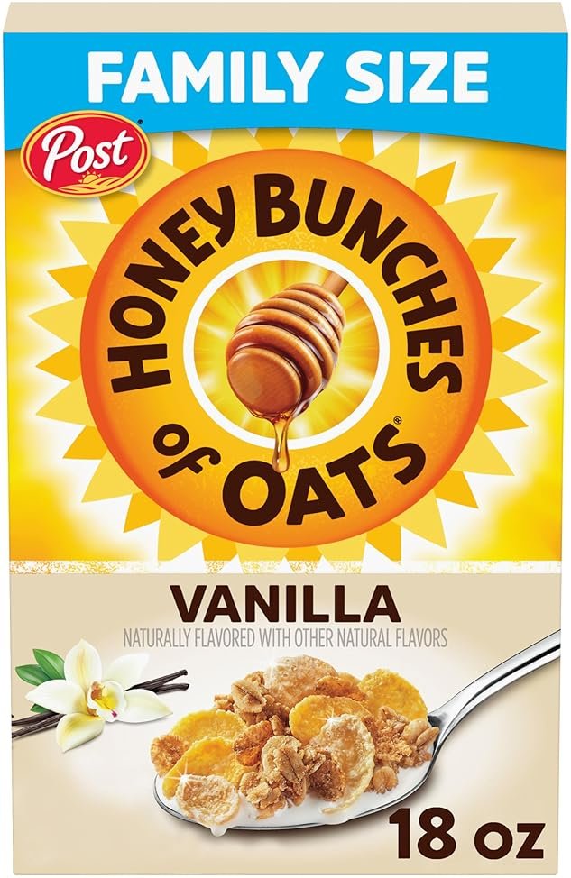 Honey Bunches of Oats Vanilla Cereal, Breakfast Cereal with Crunchy Oat and Granola Clusters, Family Size 18 oz Box - Product Image