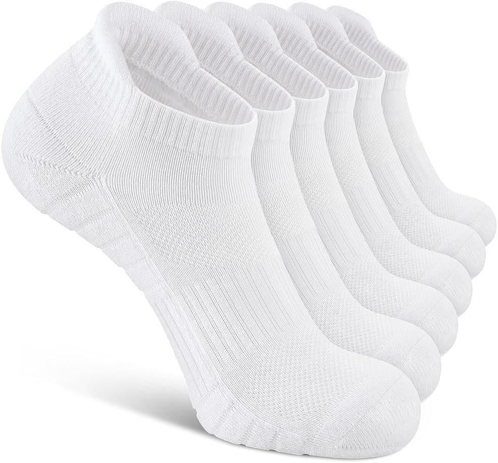 Uporee Low Cut Athletic Ankle Socks - Cushioned, Soft & Breathable, Anti-Blister Tab, 6 Pairs Men & Women - Product Image