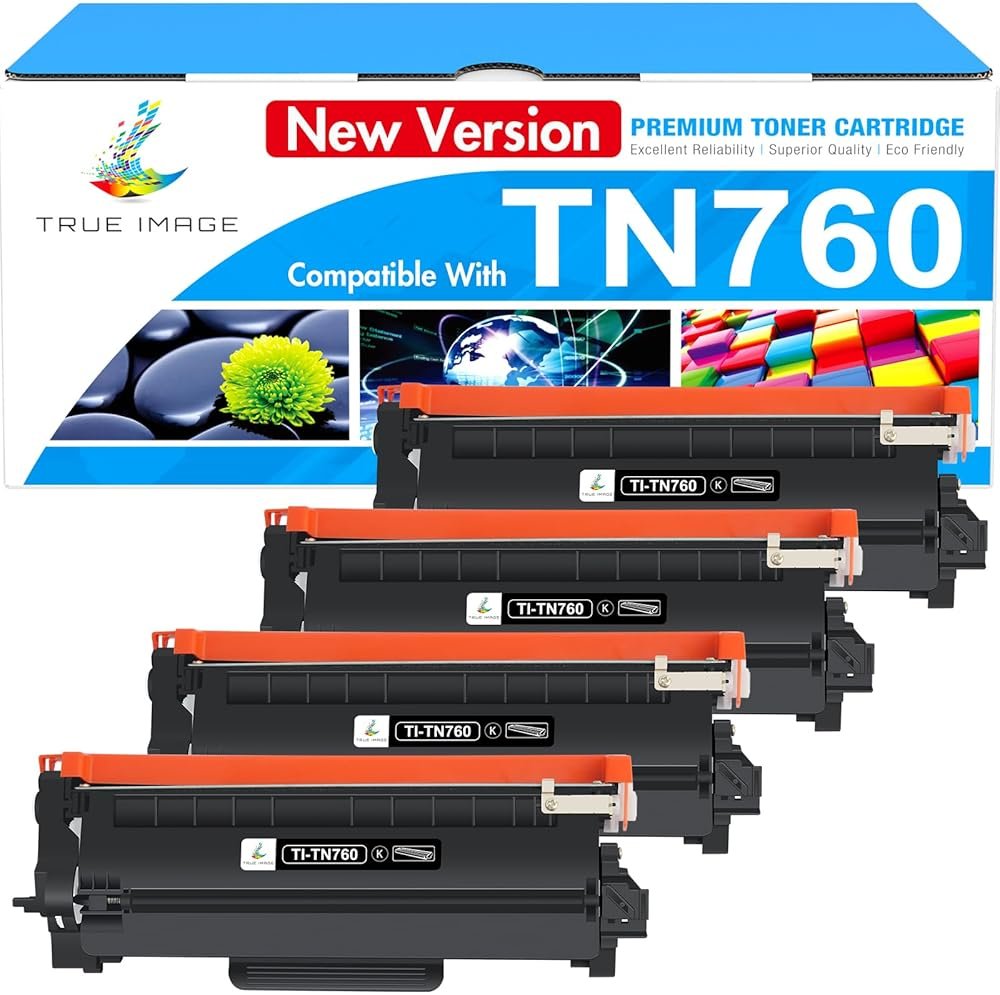 TN760 Toner for Brother Printer: TN 760 MFC-L2710DW MFC-L2750DW Compatible for Brother TN-760 Toner TN-730/TN-760 TN730 730 TN-730 DCP-L2550DW HL-L2350DW HL-L2395DW HL-L2390DW High Yield 4 Black - Product Image
