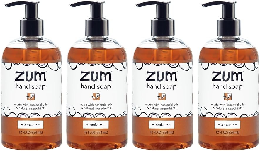 Zum Indigo Wild Hand Soap – Natural Liquid Soap for Bathroom & Kitchen – Amber Scent – 12 oz (4 Pack) - Product Image