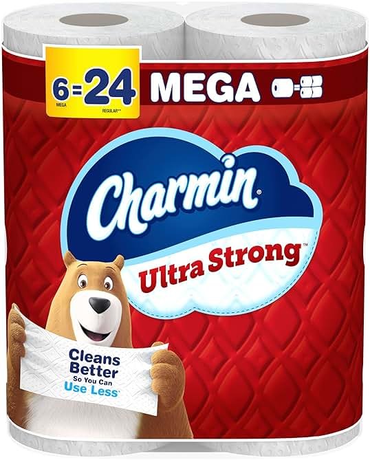 Charmin Ultra Strong Toilet Paper, 6 Mega = 24 Regular Rolls, 2-Ply, White - Product Image