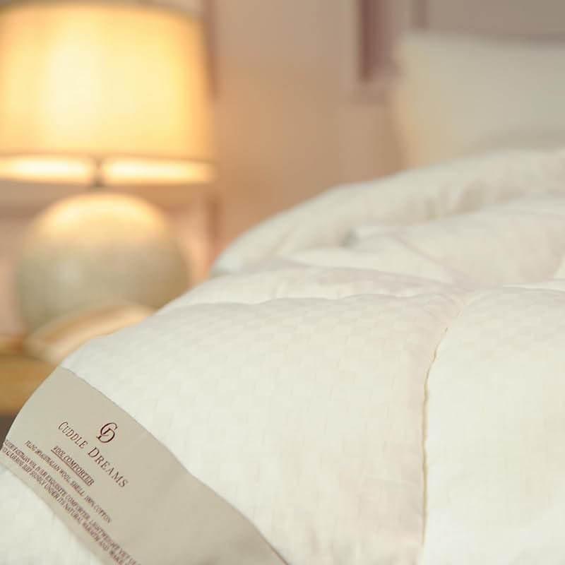 CUDDLE DREAMS Wool Comforter Duvet Insert, 100% Australian Wool Filling with Soft Noiseless Cotton Shell, Natural Warmth (Heavyweight for Winter, Queen) - Product Image