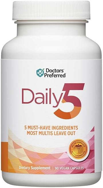 DOCTORS' PREFERRED Daily5 Multivitamin for Women and Men, Clinically Validated Ingredients, Heart, Joints, Circulation, 90 Vegan Capsules - Product Image