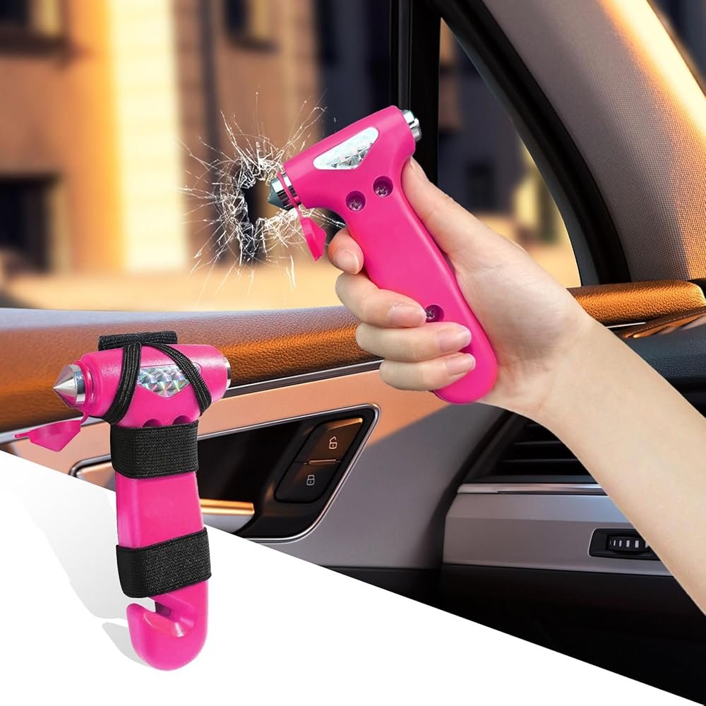 RGOAANC Car Safety Hammer, Metallic Multifunctional Automotive Window Breaker and Seatbelt Cutter, 3-in-1 Safety Emergency Car Escape Tool, Road Trip Essential and Must Haves Car Accessories - Product Image