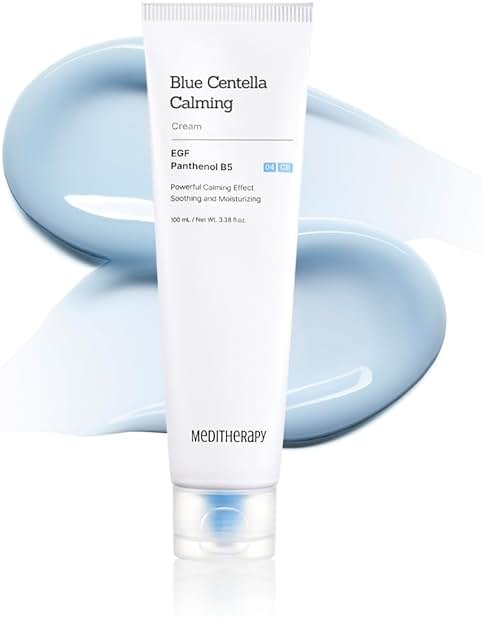 MEDITHERAPY Blue Centella Calming Cream - Hydrating Korean Face Moisturizer - Rapid Soothing Moisturizer Face Cream for All Types - Strengthening Skin Barrier for Glowing Skin - Non-Clogging 3.38 fl. - Product Image