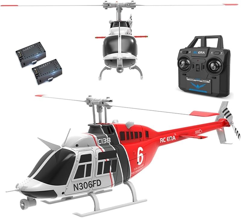 Ssccgym C138 206 Remote Controlled Helicopter Aircraft Plane RC Heli Aileronless 6CH 6-Axis Gyroscope Altitude Hovering Add Optical Flow Localization 2Battery for Adults Beginners (Red) - Product Image