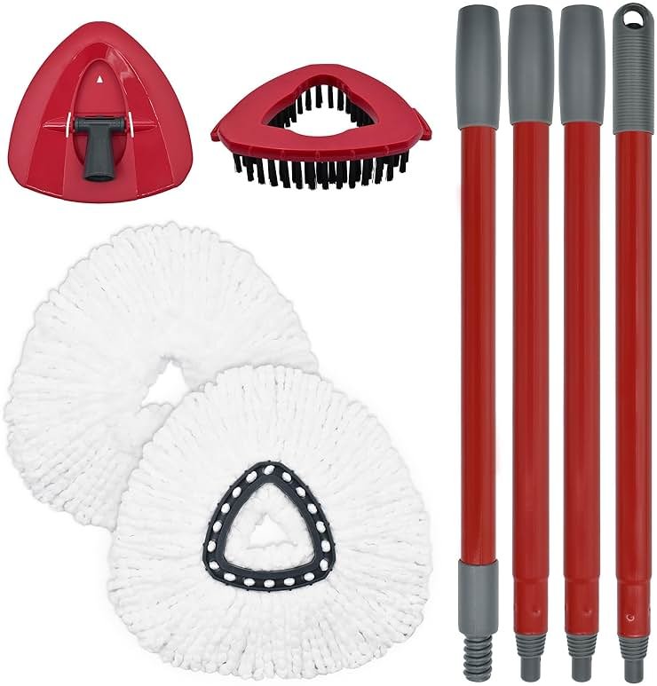 Mop Replacement for Ocedar, Mop for O Cedar, Replacement Mop for O Cedar Spin Mop Contains 4-Section Mop Handle 2 Mop Replace Head 1 Mop Base 1 Scrubber Mop Head for O-Cedar Spin Mop - Product Image