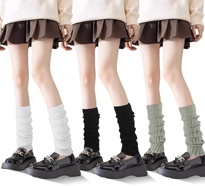 ecdiykit 3 Pairs Leg Warmers for Women, 80s 90s Fashion Knit Leg Warmer Socks for Party Dance Sports - Product Image