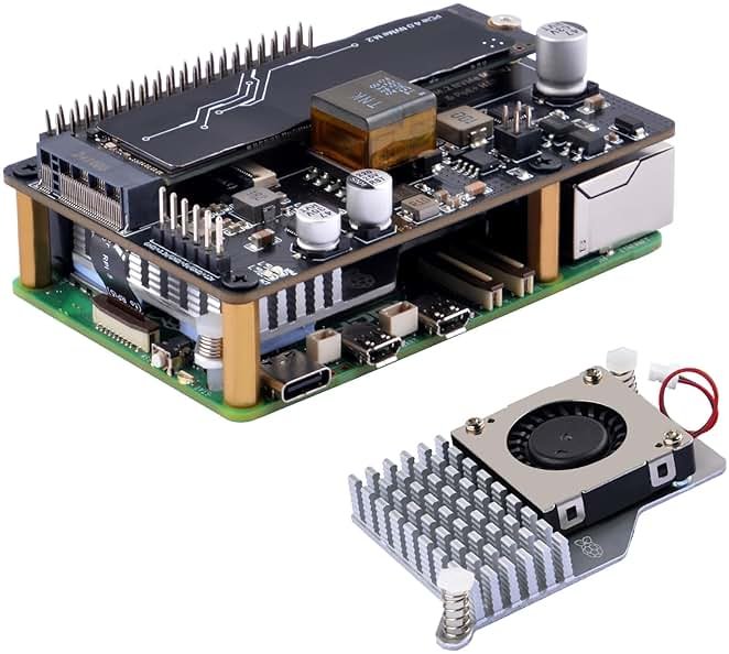 GeeekPi P33 M.2 NVME M-Key PoE+ Hat with Official Pi 5 Active Cooler for Raspberry Pi 5, Support M.2 NVMe SSDs 2230/2242/2260/2280 - Product Image
