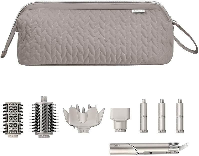 KarSyon Shark Flex Style Case for Airwrap Hair Dryer Brush Revlon Hair Tools Travel Bag Carrying Case Flat Curling Iron Organizer (Camel) - Product Image