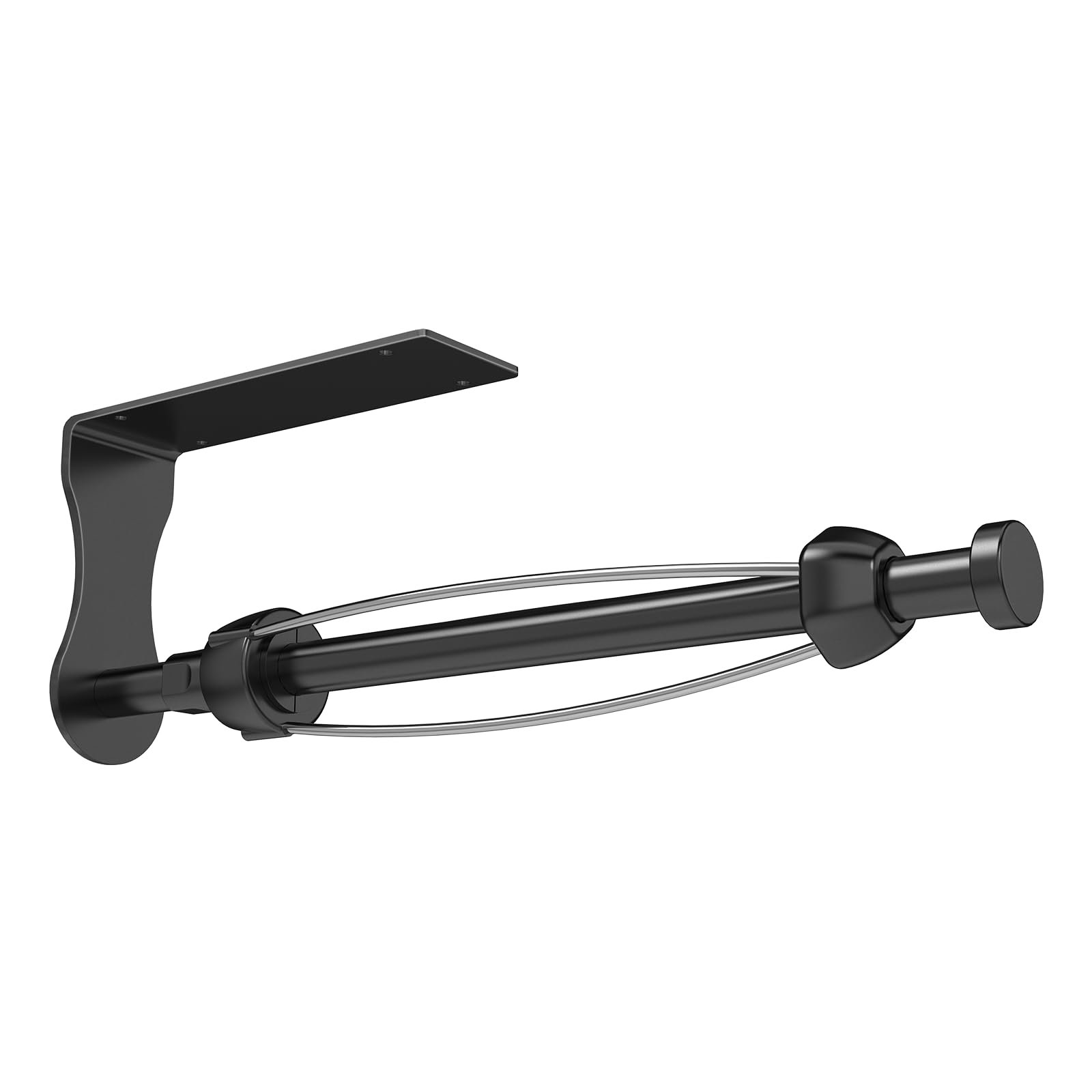 SetSail Paper Towel Holder, Single Hand Operable Paper Towel Holder Under Cabinet with Adjustable Damper, Easy Tear, Wall Mount, Self-Adhesive or Drilled for Kitchen Bathroom, Black - Product Image