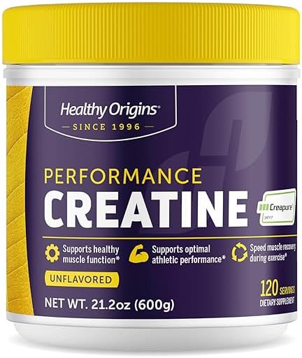Healthy Origins® Performance Creatine with Creapure®, Unflavored Powder, Supports Muscle Function, Energy & Recovery, 21.2oz (600g), 120 Servings - Product Image