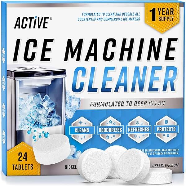 ACTIVE Ice Machine Cleaner Maker Descaler - 24 Clean Tablets Compatible with Frigidaire, Opal, GE Profile, Kitchenaid, Nickel Safe Scale Remover for Countertop, Nugget Ice Makers - Bulk 1 Year Supply - Product Image
