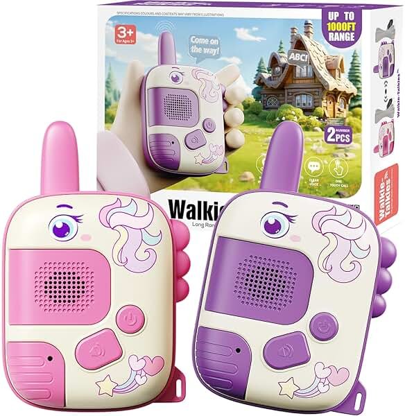 JKGIFTS Walkie Talkies Toys for Girls:Unicorn Toys 2 Pack Birthday Gifts for 3 4 5-7 8 Year Old Girls Toy for 4 5 6 7 8-10 Year Old Camping Outdoor Game,Christmas Stocking Stuffers for Girls Kids - Product Image