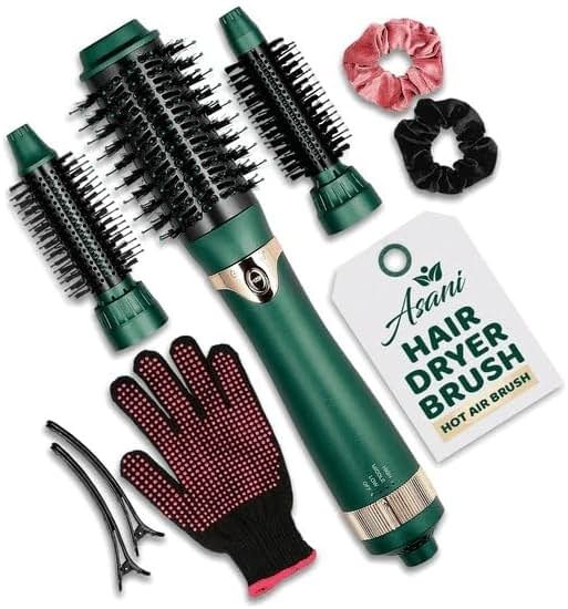 Asani Multipurpose Hot Air Brush - Blow Dryer with Interchangeable Heads for Curling, Straightening, and Volumizing, Heated Styling Brush for All Hair Types - Product Image