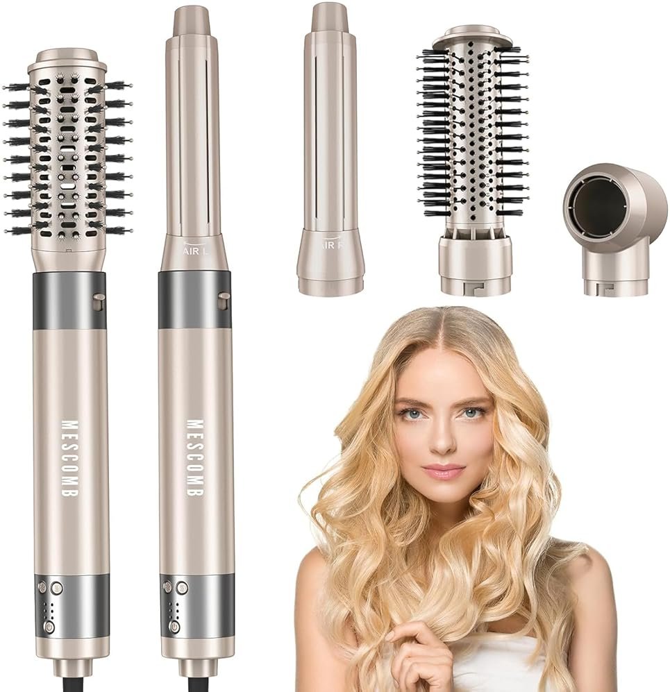 5 in 1 Hair Air Styler - Rotating Hair Dryer Brush 110000 RPM for Fast Drying & Hot-Air Automatic Wrap for Curling, Frizz-Free Blow Dryer Brush for Straightening Volumizing No Heat Damage - Product Image