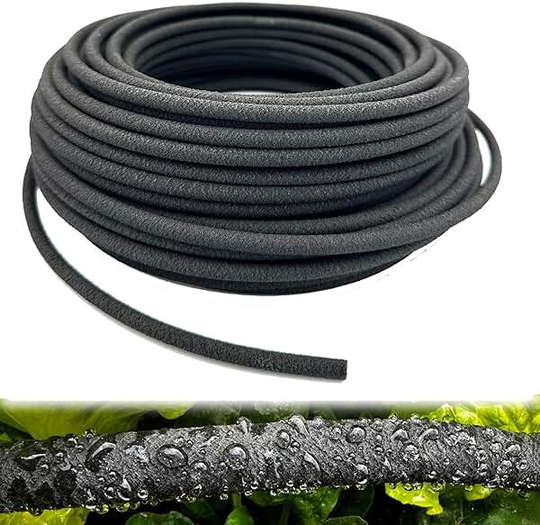 1/4 inch Soaker Hose Tubing for Drip Irrigation, 100FT Garden Beds Soaker Irrigation Tubing Hose with Various Accessories Rubber Longer Lasting Drip Irrigation Save 70% of Water for Garden and Yard - Product Image