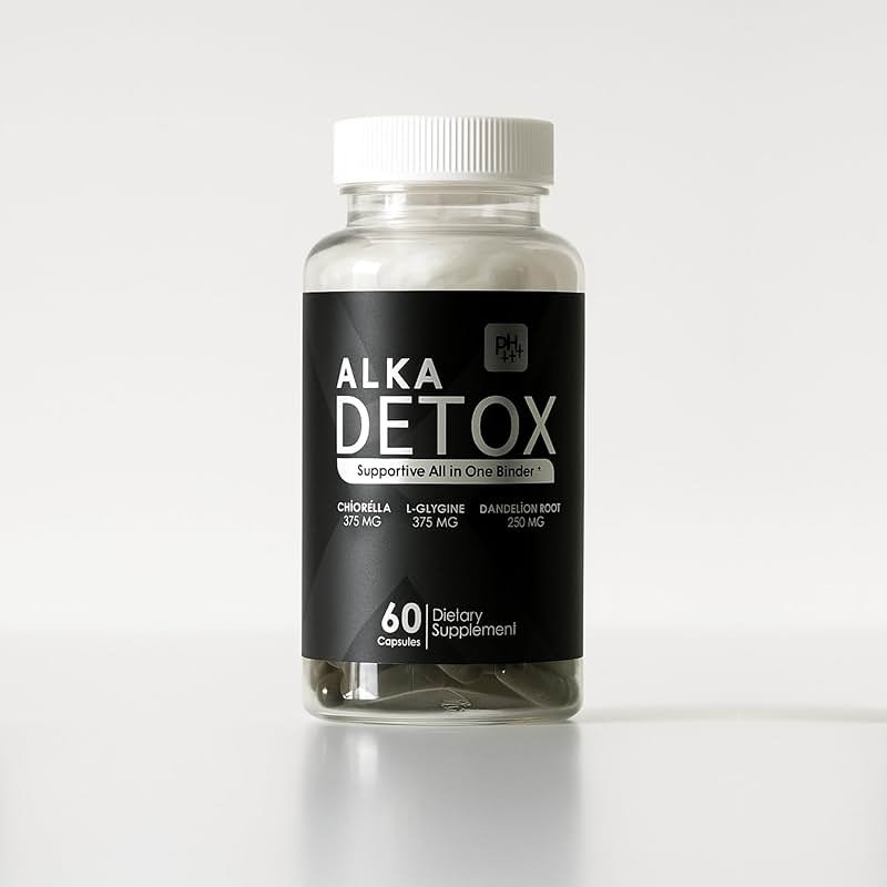 AlkaDetox Binder Tablet with Fiber chlorella/Chlorophyll, Liver & Gut Detox Cleanse, Colon and Toxin Flush. glycine and Dandelion Root and salud, Pure no fillers. 60 Capsules. - Product Image
