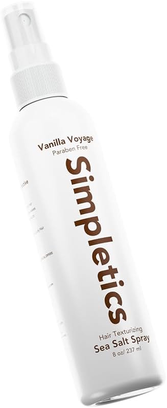 Simpletics Himalayan Sea Salt Hair Spray (Vanilla Scent) – Natural 5-Ingredient Formula for Beach Waves & Volume – Light Hold, Non-Greasy, Paraben & Sulfate Free – Unisex 8 fl oz - Product Image