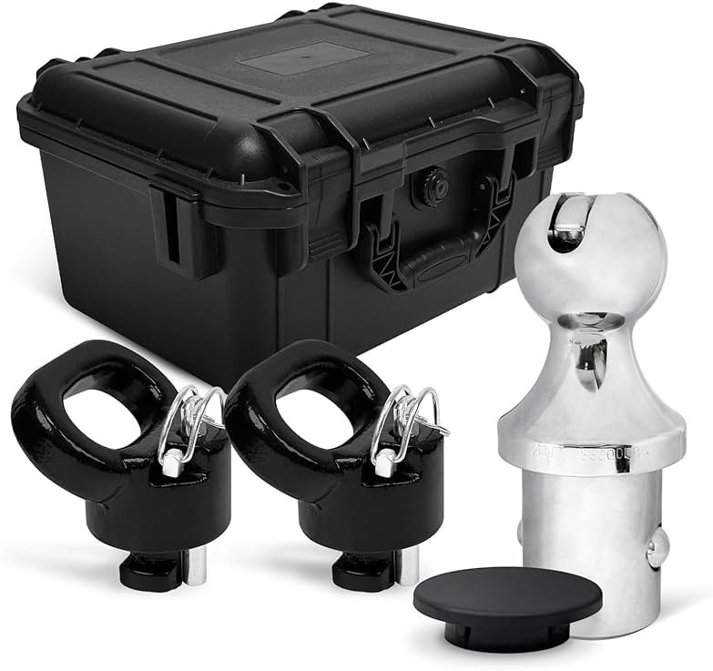 60618 Puck System 38000 LBS Gooseneck Hitch Ball Kit - Compatible with 2013-2024 Dodge RAM 2500 3500 - 2-5/16 Inch Gooseneck Ball for Truck Bed with 2 Pack Safety Chain Anchors - Product Image