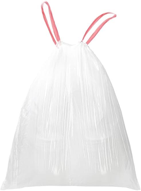 WAIKAS 13 Gallon Trash Bags Drawstring, Pack of 28 Garbage Bags for Kitchen and Home Use, 63x70cm Size, 12g/pcs, Unscented, White - Product Image