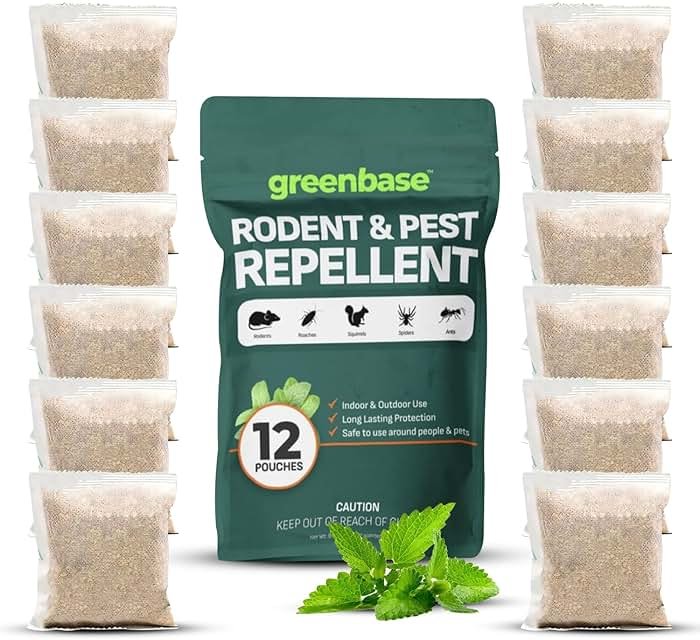 12 Pack Natural Rodent Repellent Pouches – Peppermint, Cedarwood & Clove Mouse & Rat Repellent for Home, Garage, Car, RV, Basement & Attic – Long Lasting Pest Control Safe for People & Pets - Product Image