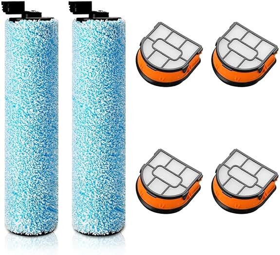 WD161 Roller and Filter For Shark HydroVac MessMaster Wet Dry Vacuum Cleaner WD161 WD261 AW261 (2 Brush 4 Foam Filter Kit) - Product Image