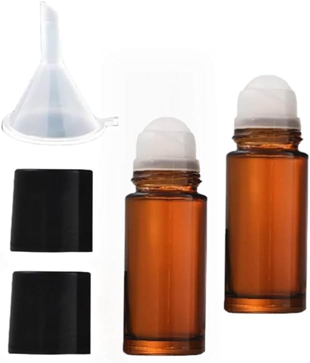 LNYMZD 2Pcs Brown 30ml Glass Essential Oil Roller Bottles Refillable Roll on Bottles Empty Deodorant Bottle Containers Rollerball Beauty and Personal Care Tools for Fragrance Cosmetics - Product Image